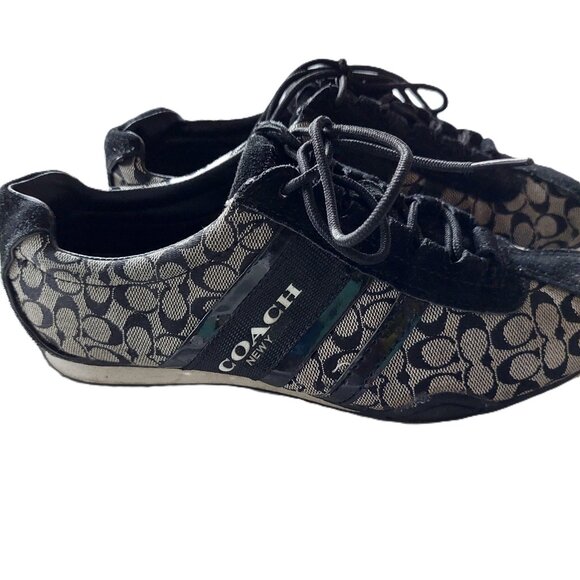 Coach Rosalita Signature Logo Sneakers Black Suede Trim Women's Size 6B - Picture 3 of 6